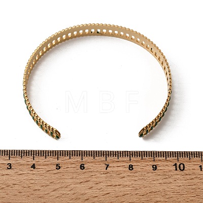 304 Stainless Steel Enamel Open Cuff Bangles BJEW-K264-07G-1