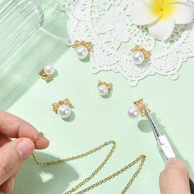 6Pcs 3 Styles Brass Plastic Pearl Pendants KK-CJ0005-53-1