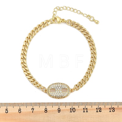 Brass Micro Pave Clear Cubic Zirconia Link Bracelets BJEW-M050-05G-03-1