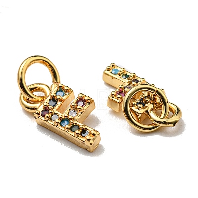 Brass Micro Pave Colorful Cubic Zirconia Charms ZIRC-F092-01-F-1