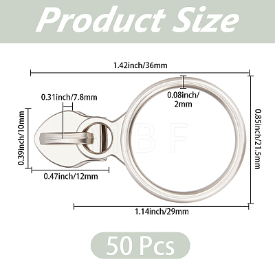 50Pcs Alloy Zipper Sliders FIND-CY0002-20-1
