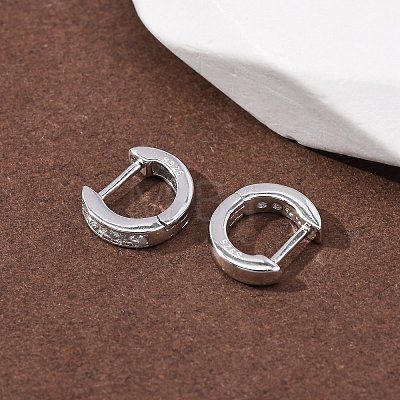 925 Sterling Silver Micro Pave Clear Cubic Zirconia Hoop Earrings EJEW-K317-08P-1