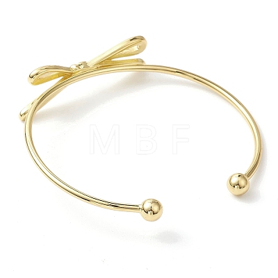 Bowknot Brass Cuff Bangles BJEW-D039-37B-G-1