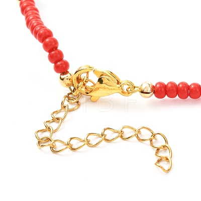 Crimson Glass Seed Beaded Necklaces NJEW-JN03724-02-1