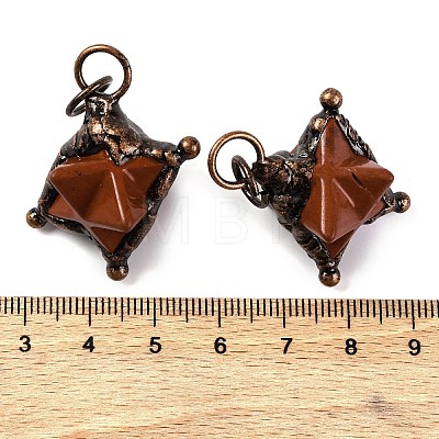 Natural Red Jasper Merkaba Star Pendants G-C144-01R-04-1