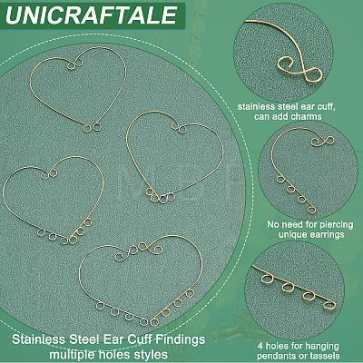 Unicraftale 48Pcs 8 Style 316 Stainless Steel Ear Cuff Findings STAS-UN0038-18-1
