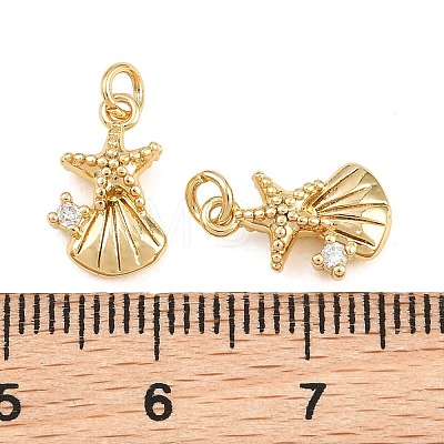 Brass Micro Pave Clear Cubic Zirconia Charms KK-Q085-02H-G-1