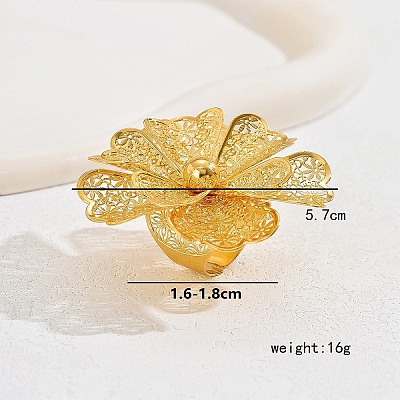 Elegant Middle Eastern Style Flower Iron Cuff Rings for Wedding Party RY8475-1