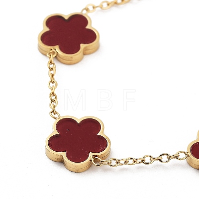 Flower Resin Link Chain Bracelets BJEW-K247-01G-01-1