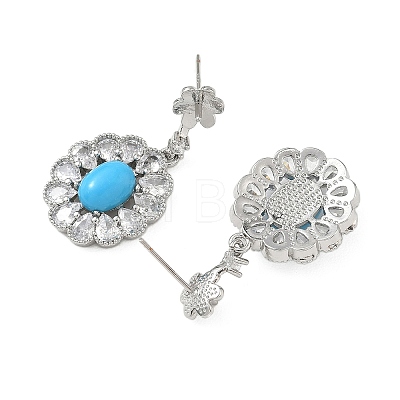 Brass Pave Cubic Zirconia Stud Earring Findings KK-C172-12P-1