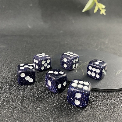 Natural Blue Goldstone Classical 6-sided Dice DJEW-PW0009-019H-1