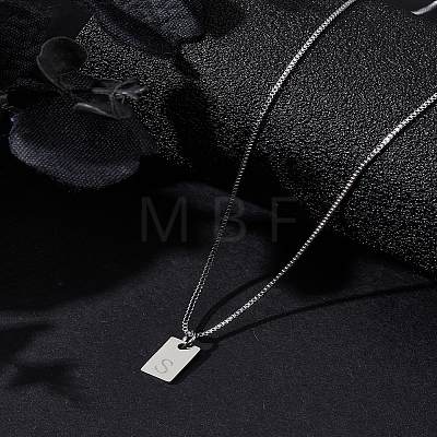 1Pc Stainless Steel Letter Rectangle Pendant Necklaces NJEW-LP0001-34S-P-1