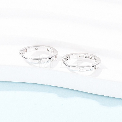 925 Sterling Silver Micro Pave Clear Cubic Zirconia Hoop Earrings EJEW-K317-04P-1