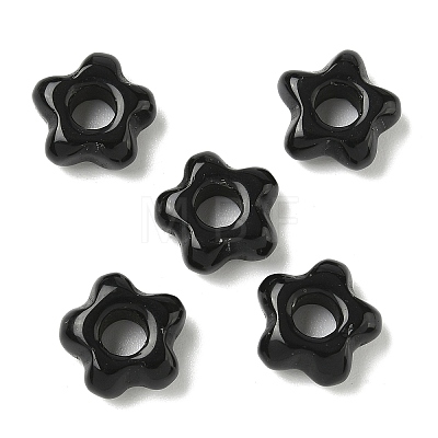 Natural Black Obsidian European Beads G-C252-02A-1