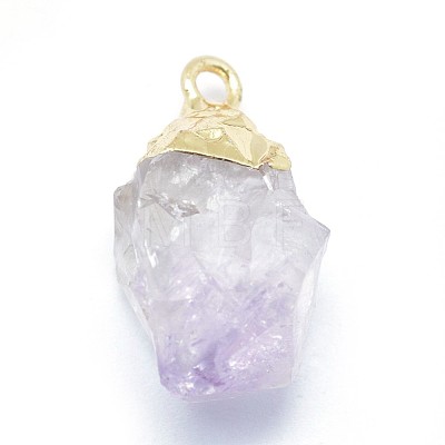 Natural Amethyst Pendants G-P383-13G-1