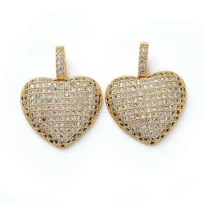 Brass Micro Pave Clear Cubic Zirconia Pendants KK-I658-36-1