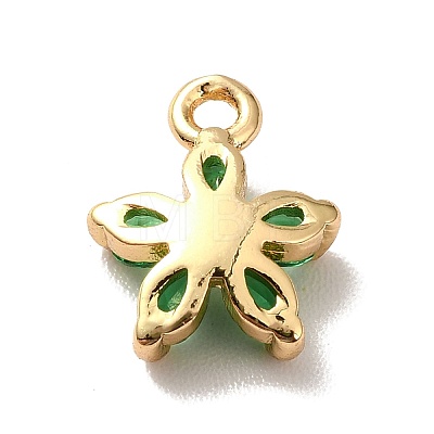 Brass Cubic Zirconia Flower Charms LS-KK-O141-01G-06-1