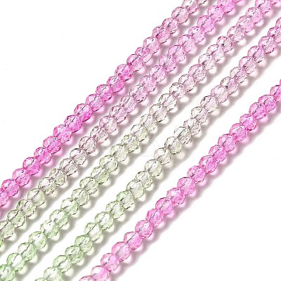 Transparent Gradient Color Glass Beads Strands GLAA-H021-01B-01-1