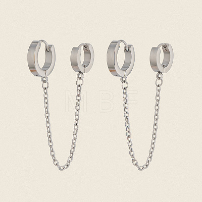 304 Stainless Steel Double Hoop Earrings MR5032-1
