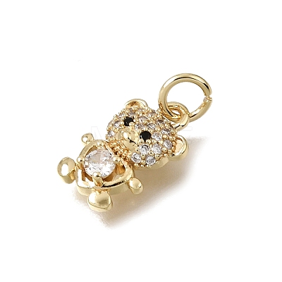 Brass Micro Pave Black Cubic Zirconia Charms CU-L001-18G-07-1