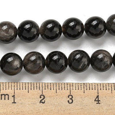 Natural Silver Obsidian Beads Strands X-G-S150-20A-8mm-1