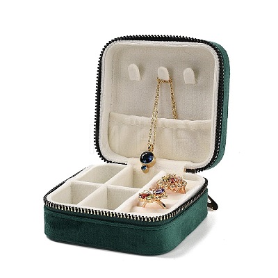Square Velvet Jewelry Storage Zipper Boxes CON-P021-01E-1