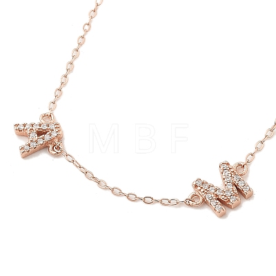 Stylish 925 Silver Clear Cubic Zirconia MAMA Letter Link Chain Necklaces for Mother's Day Gift ON4578-3-1