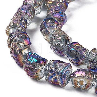 Half Rainbow Plated Electroplate Glass Beads GLAA-P028-HR01-1