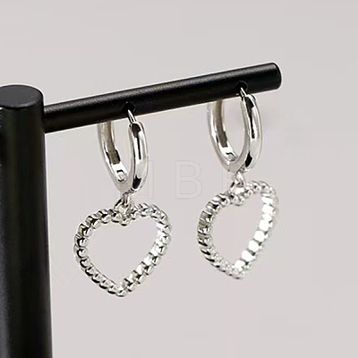 S925 Sterling Silver Hollow Heart Hoop Earrings FJ4331-2-1