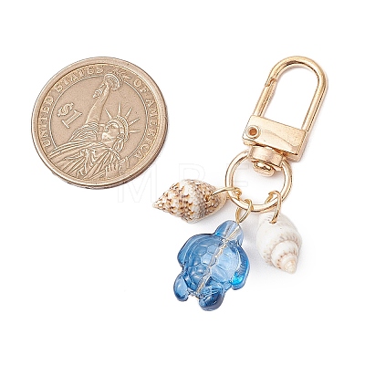Turtle Glass & Shell Pendant Decoration HJEW-JM02744-1