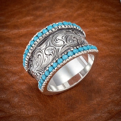 Retro Alloy & Turquoise Finger Rings FS-WG1E1DC-01-1
