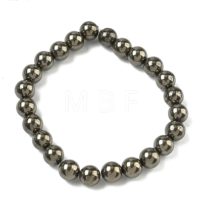 Natural Gold Pyrite/Golden Pyrite Beads Strands G-G459-B01-8mm-1