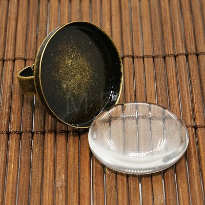 25mm Transparent Clear Domed Glass Cabochon Cover for Brass Portrait Ring Making KK-X0016-NF-1