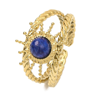 Natural Lapis Lazuli Finger Rings RJEW-Q822-56G-02-1