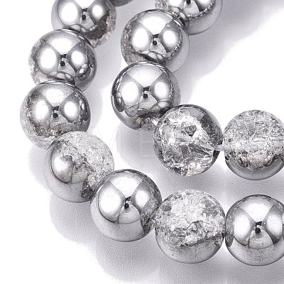 Electroplated Crackle Glass Beads Strands X-EGLA-N014-10mm-03-1