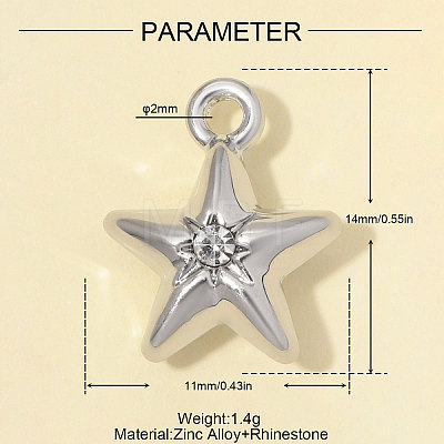 Zinc Alloy with Crystal Rhinestone Charms RB-OY001-94P-1