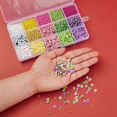 Glass Seed & Polymer Clay & Evil Eye Beads Kit for DIY Bracelet Making DIY-YW0004-63-1