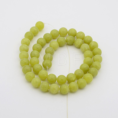 Natural Olive Jade Round Bead Strands G-P070-34-8mm-1
