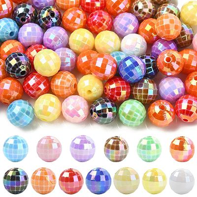 100Pcs UV Plating Opaque Acrylic Beads MACR-CJ0002-48-1
