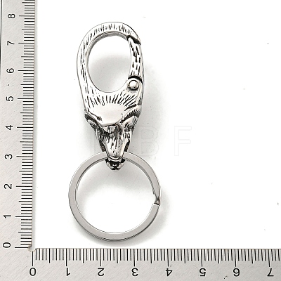 Tibetan Style 316 Surgical Stainless Steel Fittings with 304 Stainless Steel Key Ring FIND-Q101-09AS-06-1