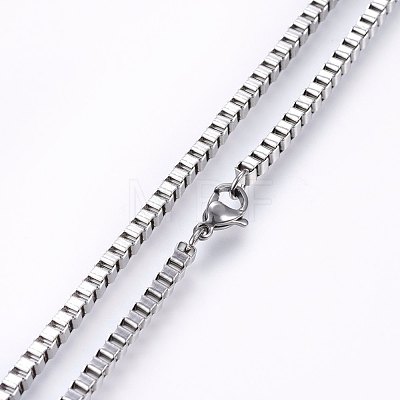 304 Stainless Steel Box Chain Necklaces NJEW-F226-05P-09-1