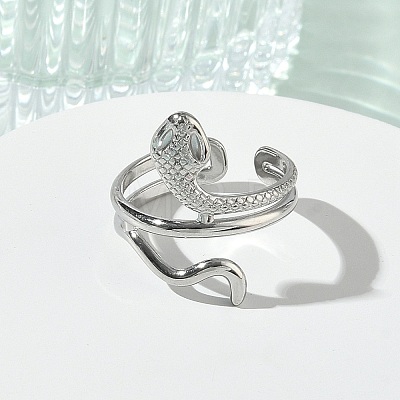 304 Stainless Steel Cuff Open Rings for Women RJEW-L341-01B-P-1
