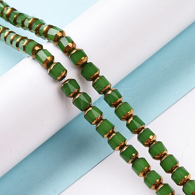 Electroplated Glass Imitation Jade Beads Strands GLAA-P003-C04-1