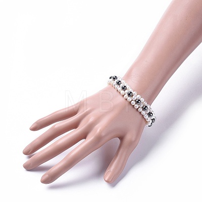 Non-Magnetic Synthetic Hematite Beads Bracelets BJEW-JB04605-1