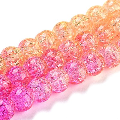 Spray Painted Crackle Glass Beads Strands DGLA-C002-6mm-09-1