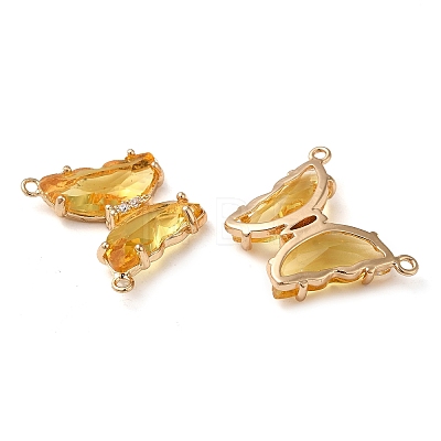 Brass Pave Faceted Glass Connector Charms FIND-Z020-03O-1