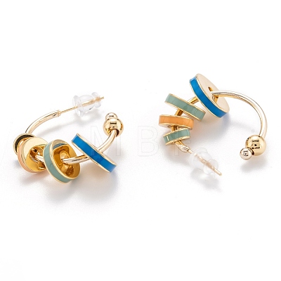 Brass Enamel Half Hoop Earrings EJEW-P187-P01-1