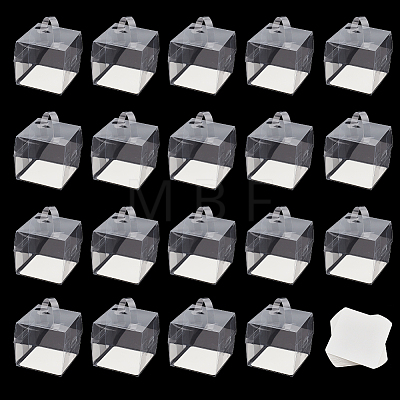 Foldable Square Transparent PET Carrier Cupcake Boxes CON-WH0088-28B-1