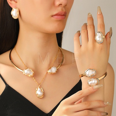 Oval Alloy & Plastic Pearl Jewelry Sets WGB491C-23-1