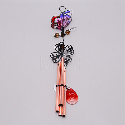 Iron 3D Butterfly Wind Chime Pendant Decorations HJEW-TAC0008-07A-1